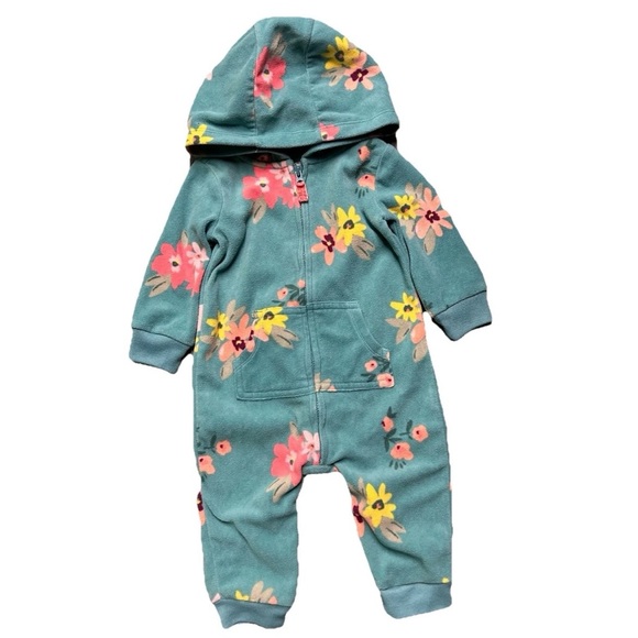 Baby Girl Footie Pajamas Animal Floral Fleece Bunting Size 3-6 Months - Picture 6 of 6